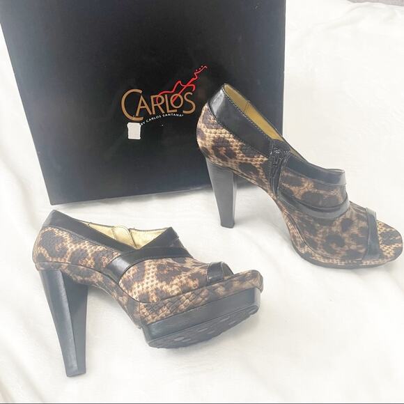 Carlos Santana leopard chica open toe sandal heels cheetah size 8 with box - Picture 8 of 11